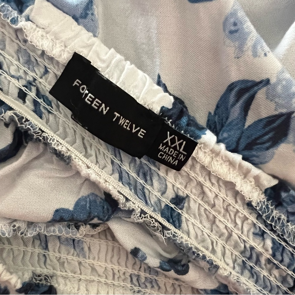 Rose Floral Maxi Skirt Blue White Cottagecore Boho XXL - Picture 5 of 7